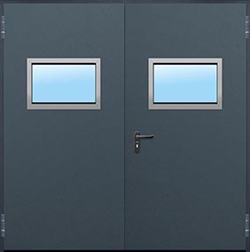 Two Rectangle Windows - Teckentrup 62 Side Hinged Garage Doors